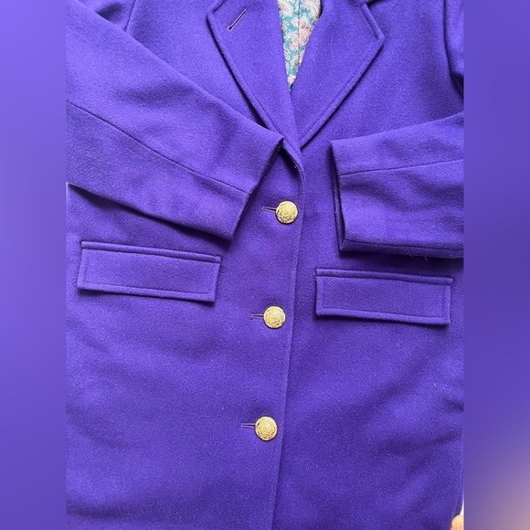 Vintage London Fog Purple knee-length Single Breast Coat Size 8-M 100% Wool - Picture 5 of 15
